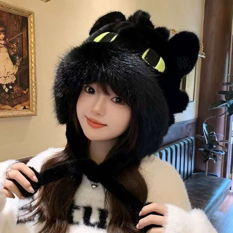 可愛卡通無牙仔毛絨帽子