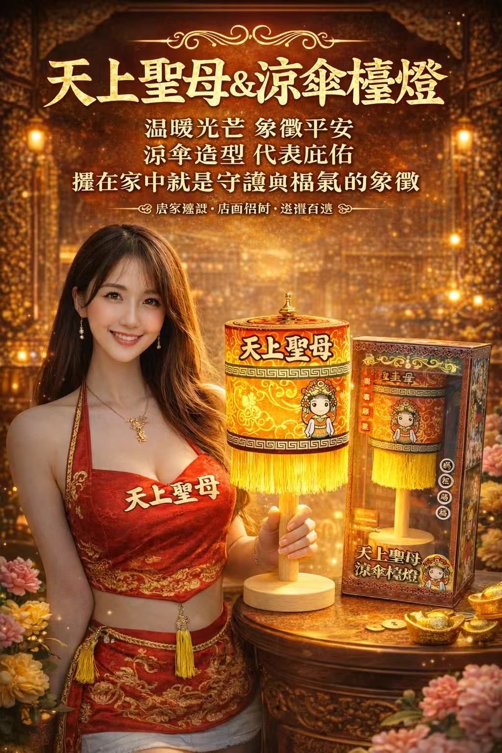 【巨無霸透明盒系列】天上聖母＆涼傘檯燈